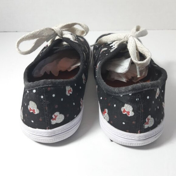 Disney Minnie Mouse Black Red Silver Lace Up Girls 13 Canvas Sneakers Polka Dot - Picture 3 of 7
